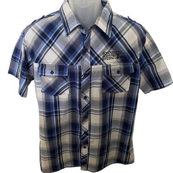 ECKO UNLTD. “Unlimited Evolution Superior Quality” Plaid Shirt Men L Large - Picture 1 of 9